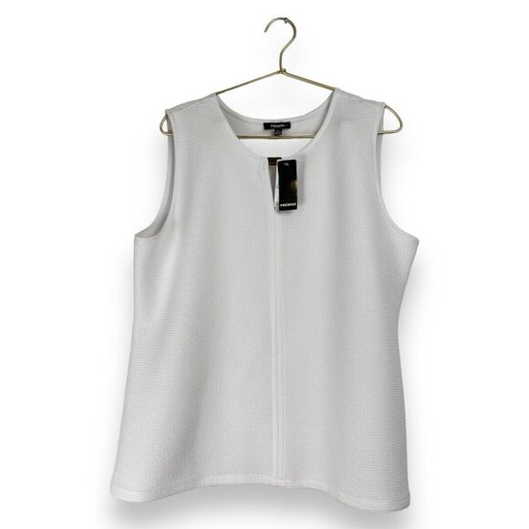 Premise Studio Womens Sleeveless Blouse White With Gold‎ Accent Size: XL 0048 - Picture 1 of 7